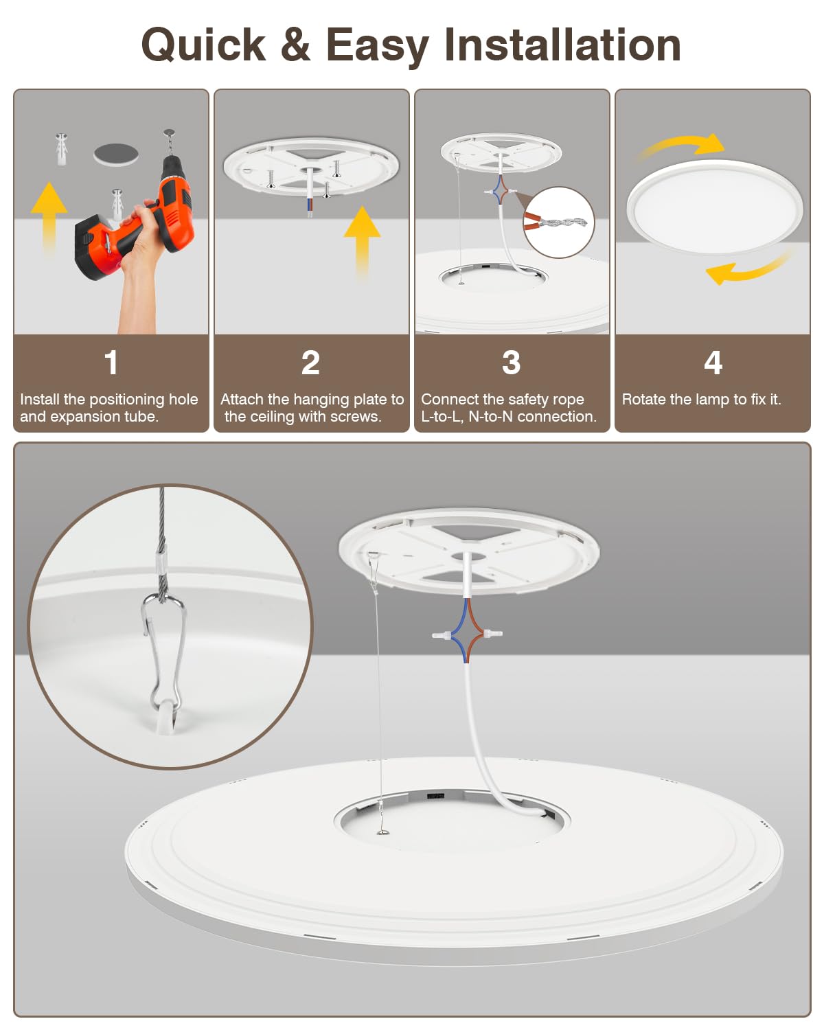 Bowfar Plafonnier LED, 36W Rond Luminaire Plafonnier avec télécommande, intensité 3000K-6500K, Lampe de salle de bain ultra fine 2,5cm, Lampe LED Chambre pour Salon Chambre d'enfant Cuisine Ø39cm