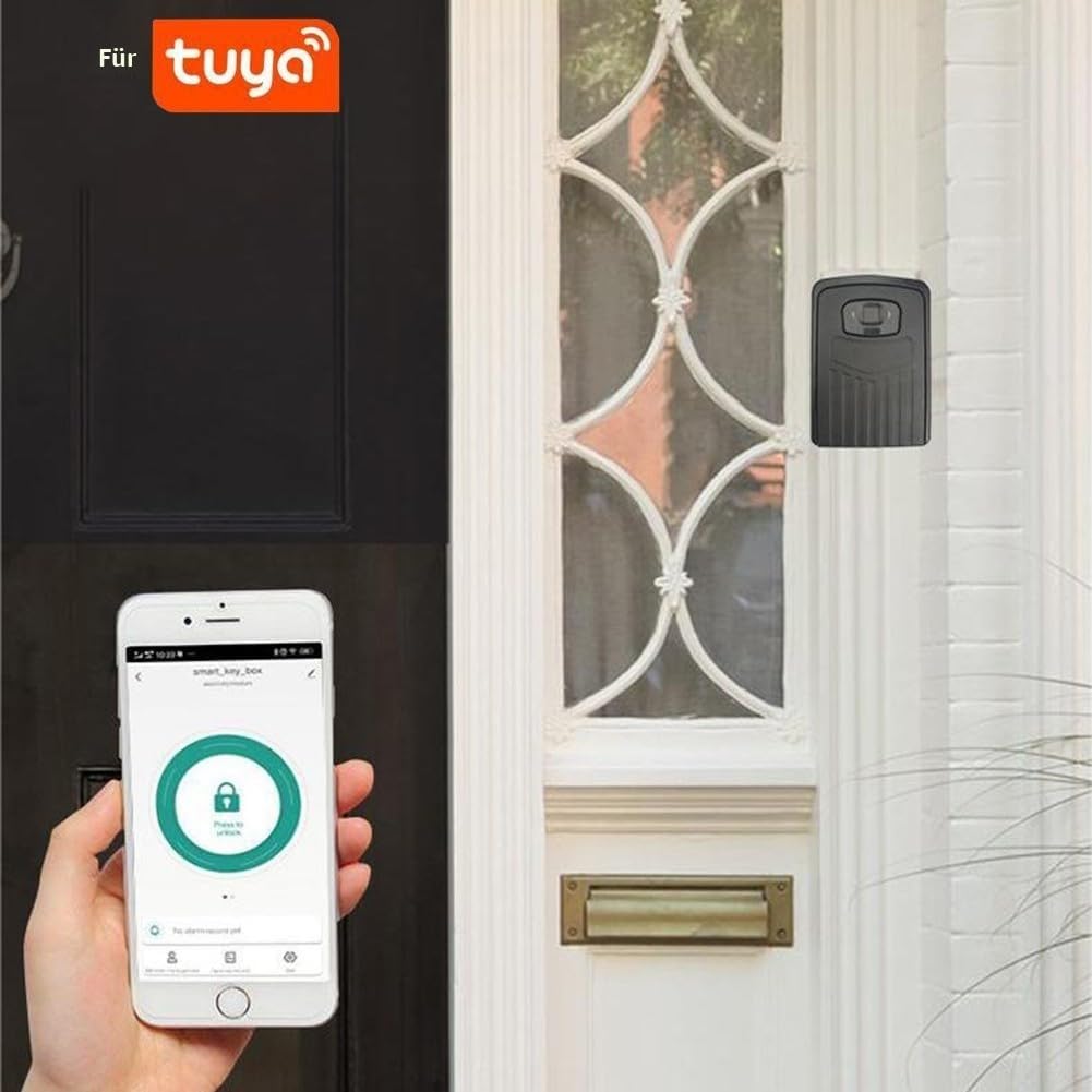 Smart Schlüsselbox Safe mit Fingerabdruckerkennung, für Tuya App Integration, Mehrbenutzerzugriff, wetterfest, Elektronischer Schlüsselsafe für den Außenbereich