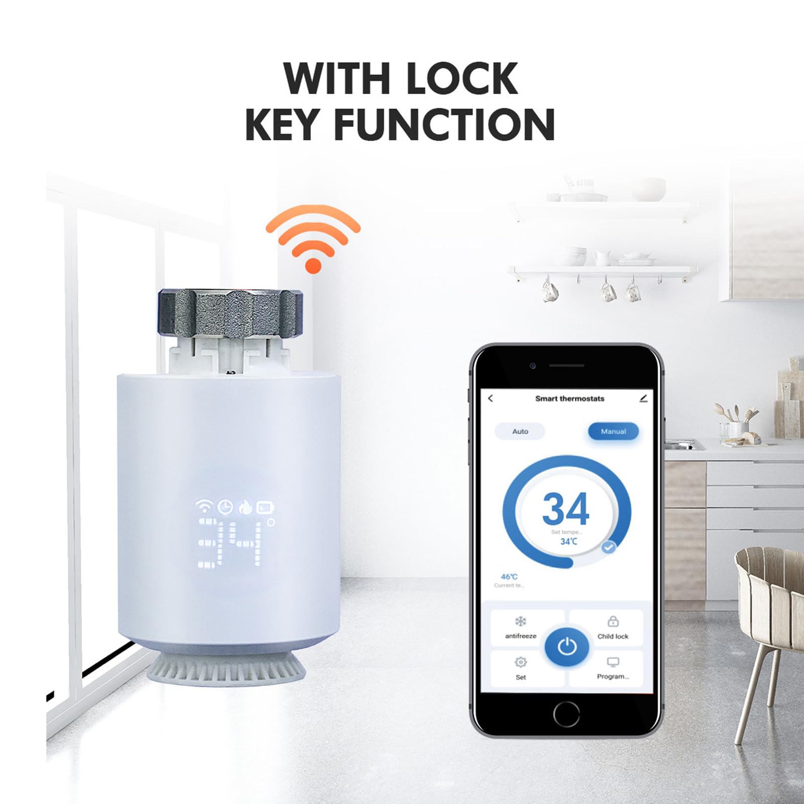 Valvola Termostatica per Radiatore Smart TRV, Starter Kit WiFi con Hub, Valvola Termostatica Programmabile, App e Controllo Temporizzazione, Antigelo, Compatibile con l'App Smart Life