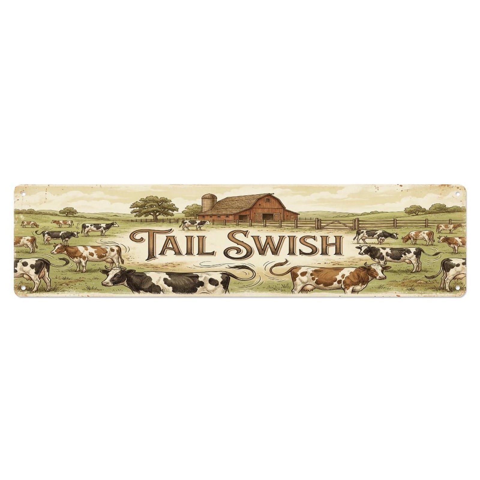 Vintage Barn Tail Cow Farmhouse Funny Cow Backyard Farm Metal Tin Sign Plaque Wall Decor for Cafe, Club, Garden Metal Poster 4x16Inch