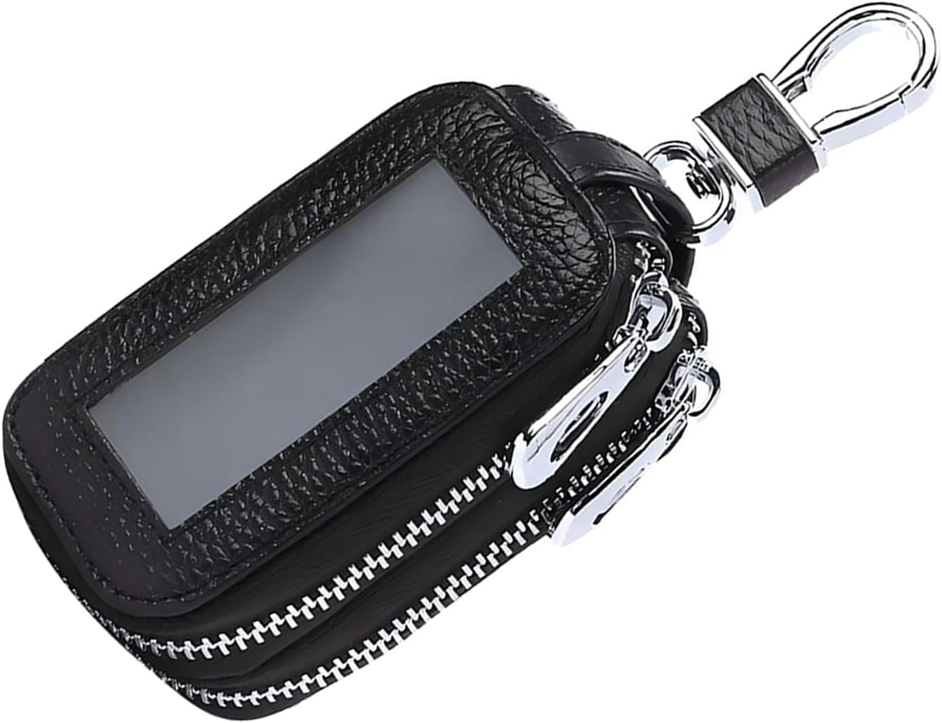 Car Key Fob Case, Leather Double-layer Storage Bag, Anti-scratch Remote Keychain Protector, for Men Women (Black)