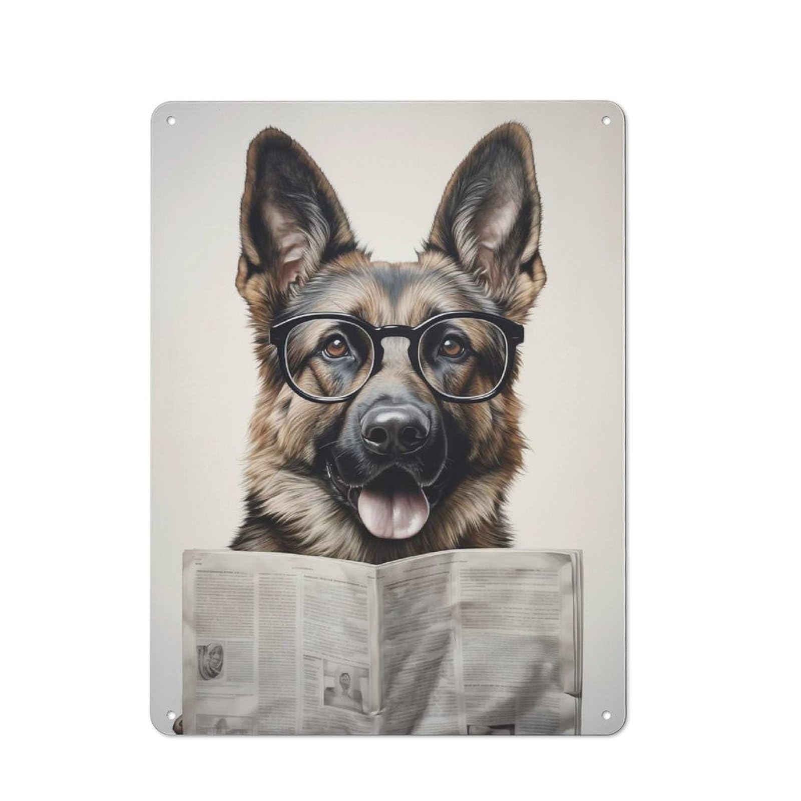 Dog Reading Newspaper Rustic Tin Sign 40x30cm for Lounge Or Reading Corner, for Vintage Wall Decor Fans, for Garage And Workshop Walls