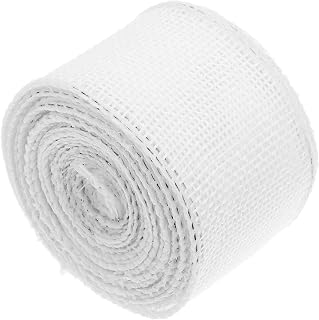 White Burlap Ribbon Xmas 4 Rolls Wired Craft Ribbon for Wrapping | 4.5 Meter Rolls, Shape Retaining Wired Edge, Portable DIY Bows, Holiday Decorations and Wreath Projects