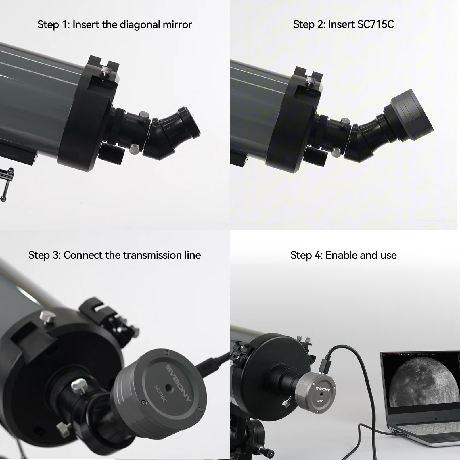 Svbony SC715C Telescopio con Pixel da 1,45 μm, Oculare Elettronico CMOS USB3.0, Telecamere Planetarie IMX715 con DDR3 512M e Porta ST4, per Fotografia Planetaria, Imaging con Microscopi