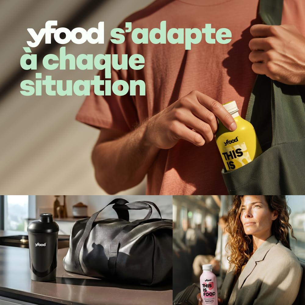 yfood Fruity Strawberry, substitut de repas, 27 g de protéines, 12 x 500 ml