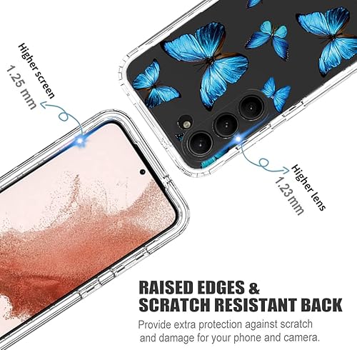 Miniatura 2 de Funda para Galaxy S23, Samsung S23 con protector de pantalla de vidrio templado, patrón de mariposa transparente de cuerpo completo, funda