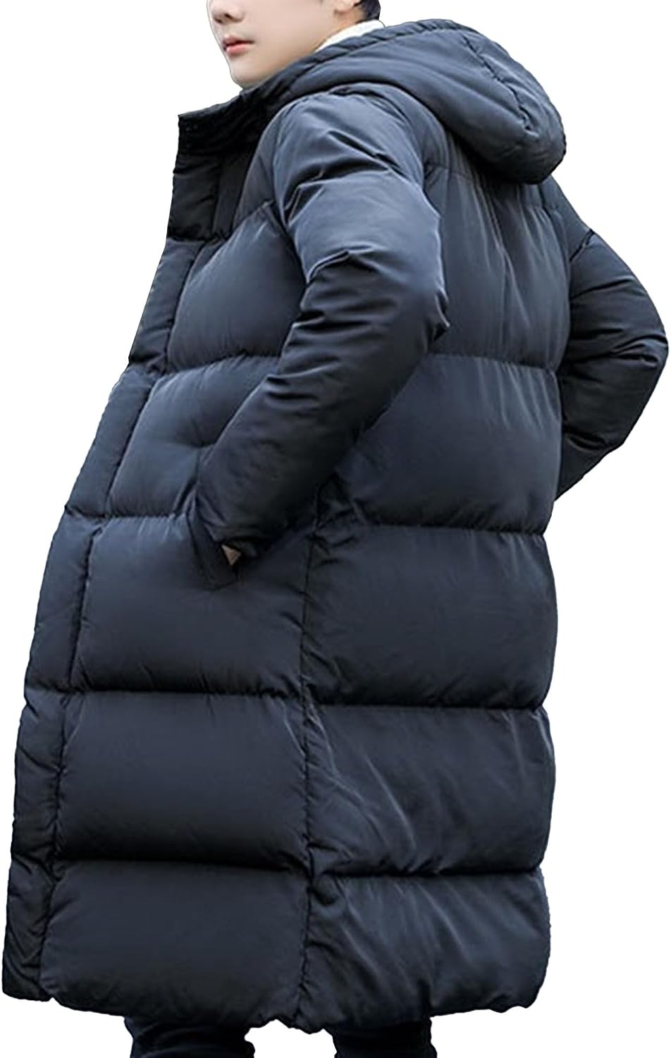 JEKE-DG Men's Hooded Warm Long Puffer Jacket Zip Up Insulated Winter Down Coat Windproof Casual Outdoor Bubble Coat