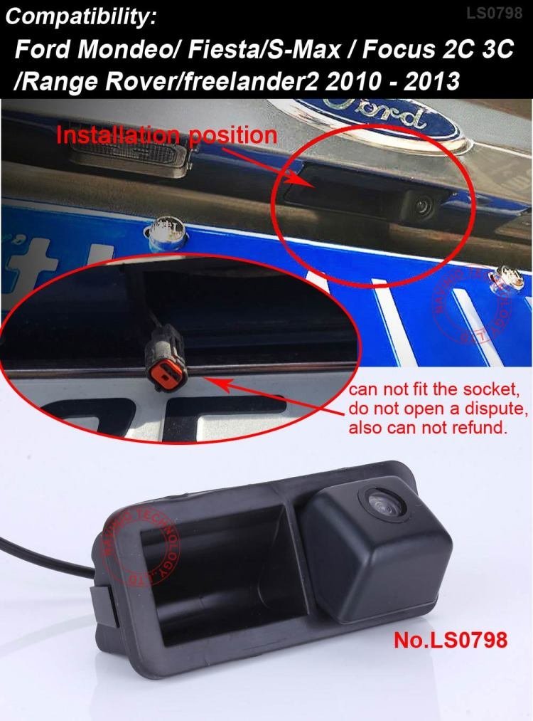 HD Einparkhilfe Kofferraumgriff Rückfahrkamera mit Mikroschalter Ersatz für Ford Mondeo/Fiesta/S-Max/Focus 2C 3C/Range Rover/freelander2 2010-2013