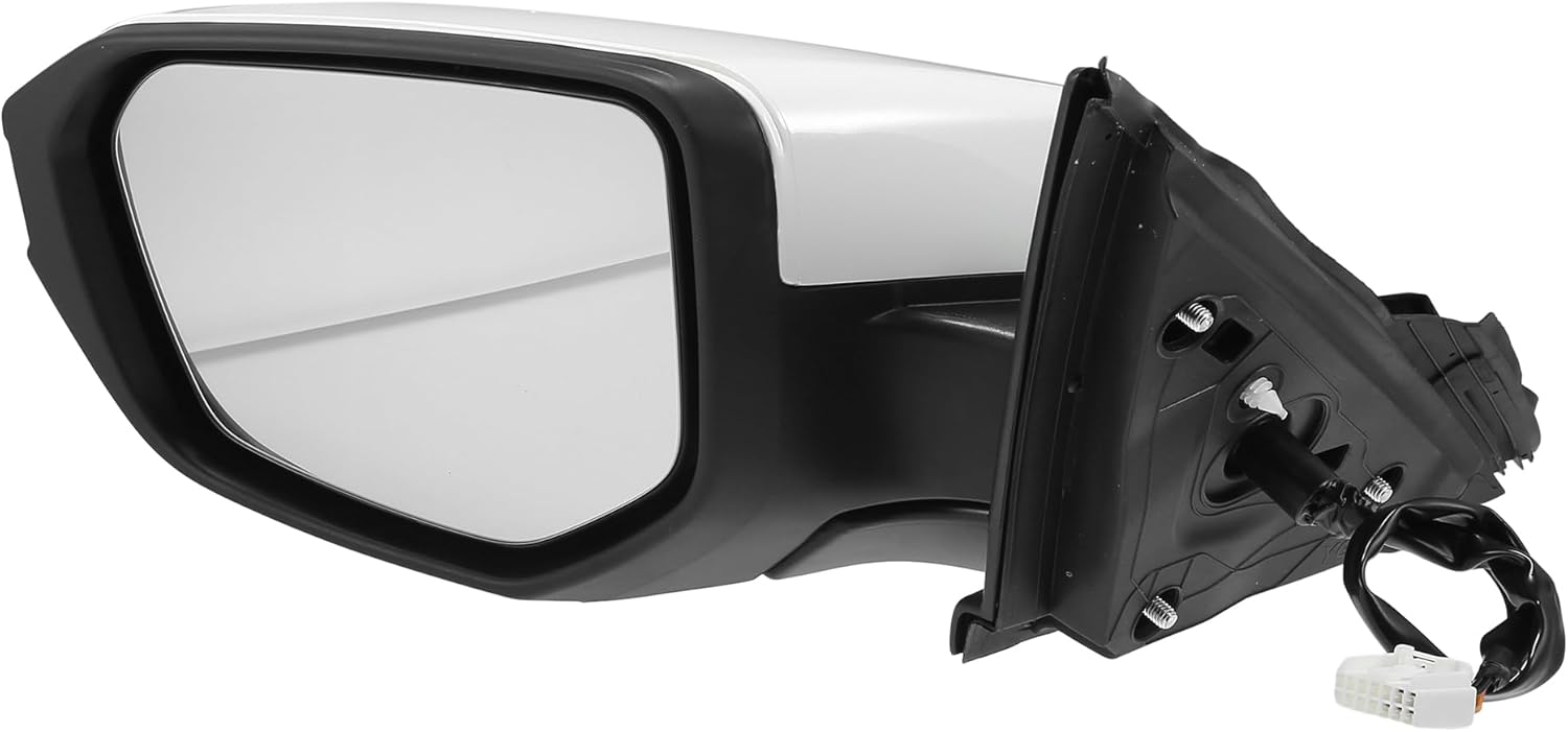 X AUTOHAUX Door Mirror Assembly Left Driver Side for Honda Civic 2016-2020 Power Glass Heated Manual Folding 5 Pins White Paint to Match Replace No.76258TBAA21ZA