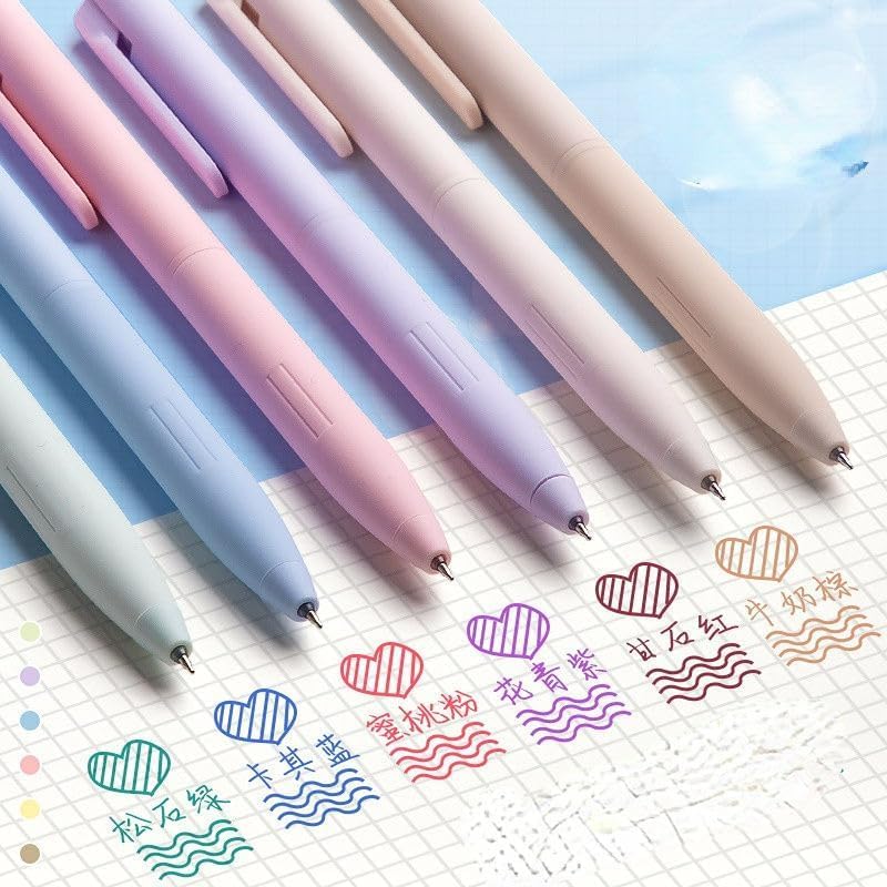 Image of Alokik Luxury Gel Pens and Highlighter 5pcs black Color pen + 1 pcs highlighter Coordinated Design, Signature Pen Set, Writing School Supplies (Morandi Gel Pen Set of 6)