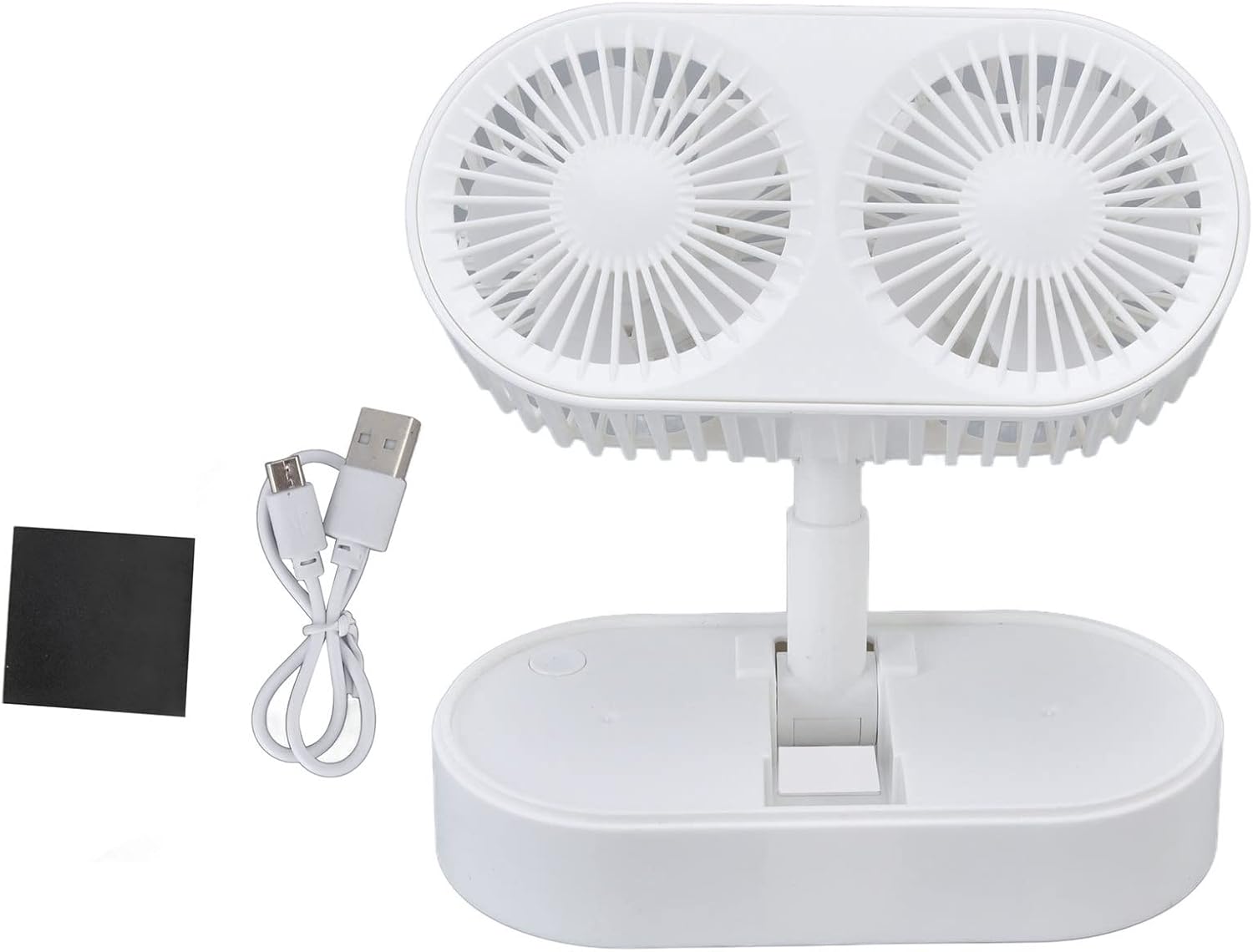 Ventilador de Escritorio, Ventiladores Duales de Escritorio Motores Duales Ángulo de 135 ° Ventilador de Mano Ajustable Ventilador de Oficina de bajo Ruido Ajustable de Tres(blanco de doble hoja)