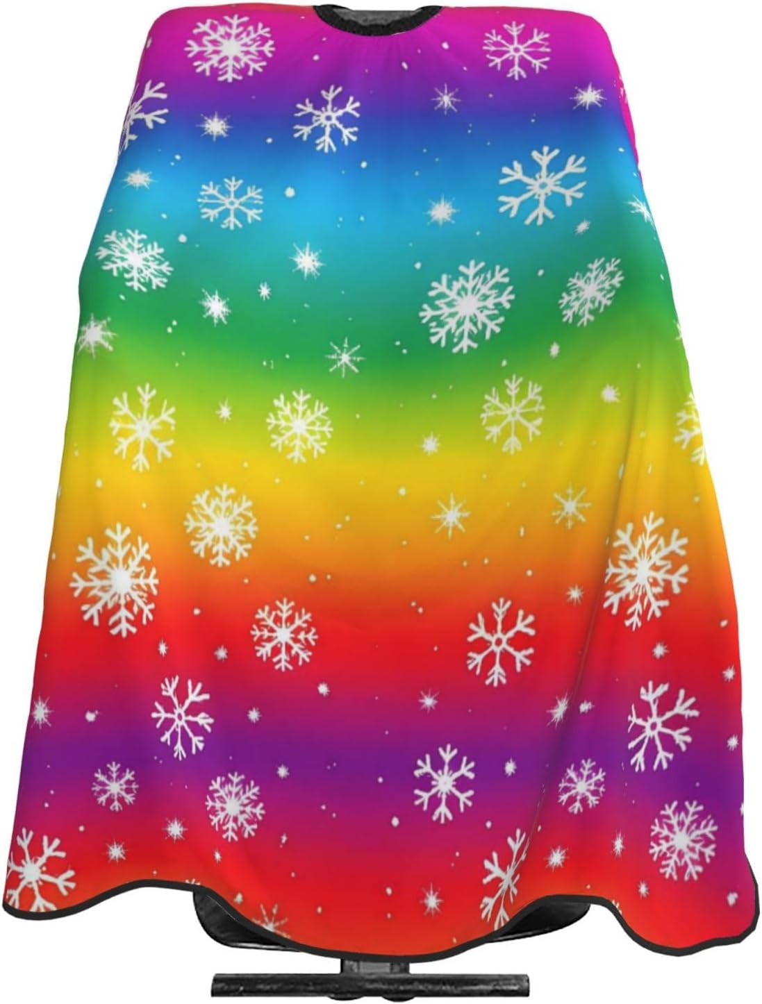 Christmas Rainbow Snowflakes Adult Hair Cutting Cape 55x66in Adjustable Snap Closure Salon Hairs Hat Shaving Bib