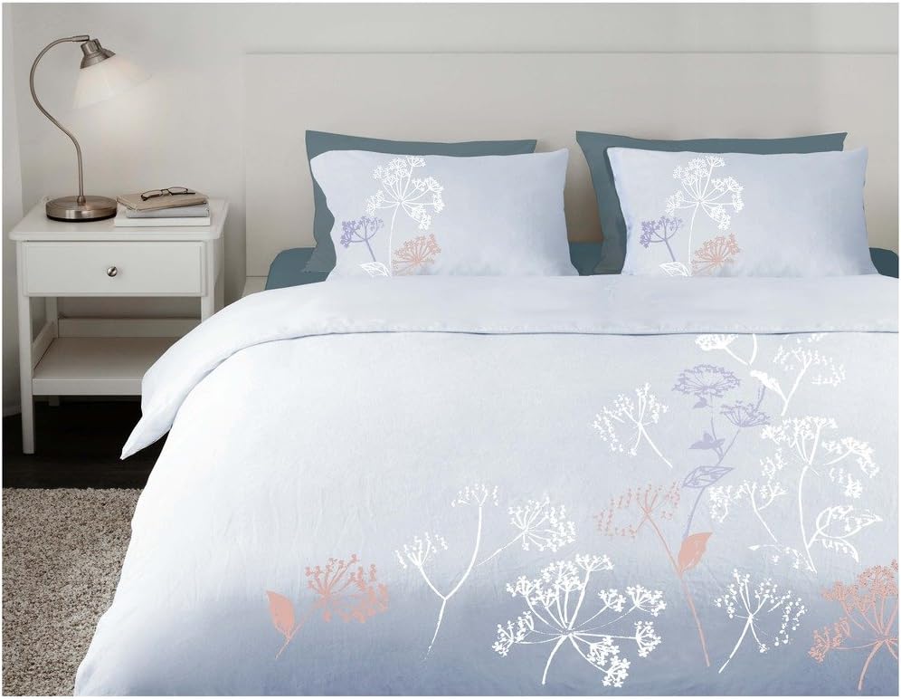 Milano Home Autumn Sky 100% Cotton 200 Thread Count, Super Soft, Embroidered, Queen Duvet Cover with 2 Pillow Covers