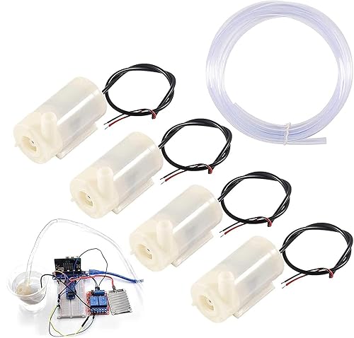 4 mini bombas de agua micro sumergibles DC 3V-5V con tubo de vinilo transparente de 10 pies para pecera jardín planta