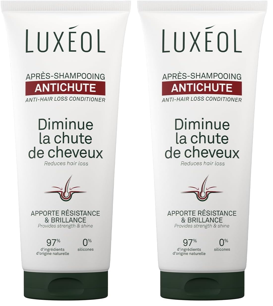 Luxéol – Après-Shampooing Antichute – Diminue la Chute des Cheveux – Apporte Volume & Brillance – Cliniquement Prouvé