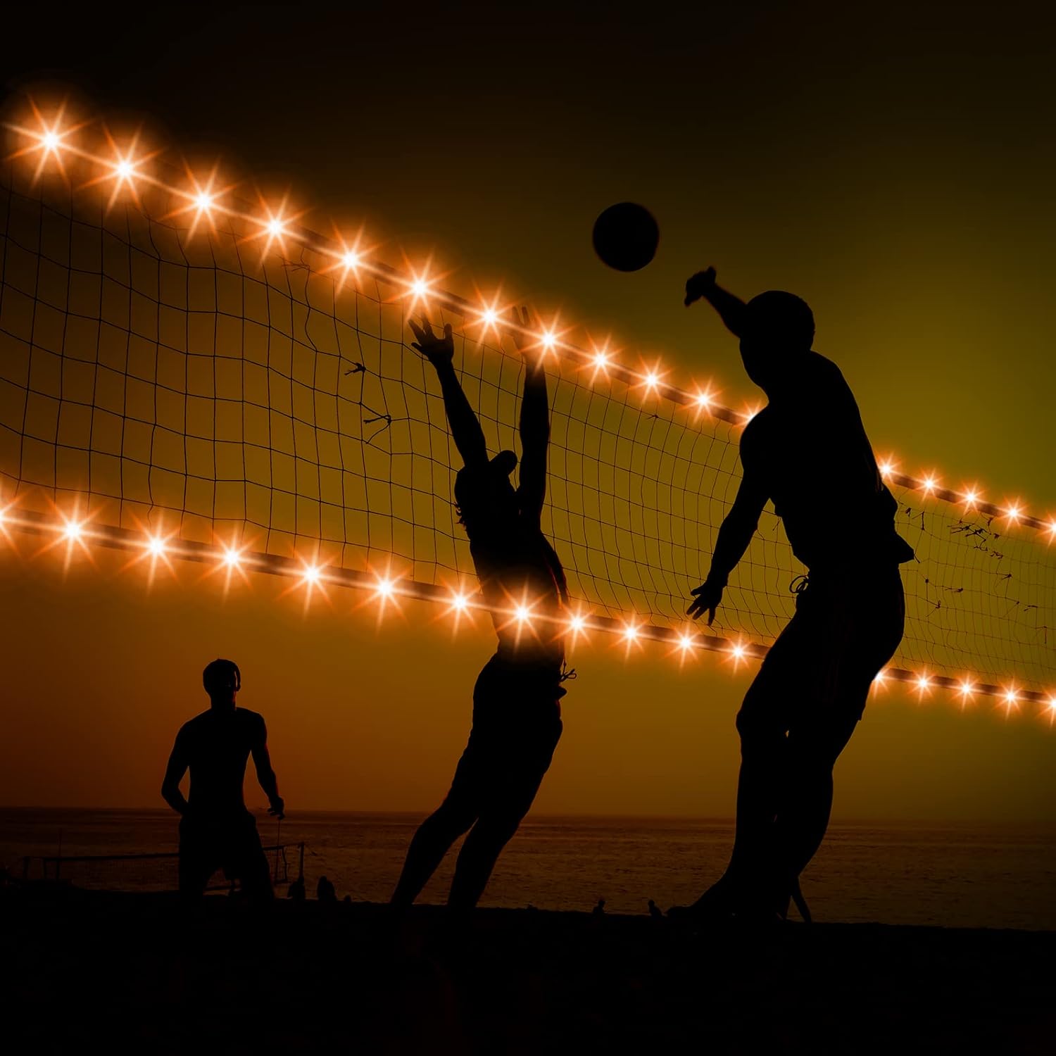 Moukeren Volleyball Badminton Net Light 16 ft String Lights with Remote, 16 Colors 4 Modes LED for Backyard Volleyball Badminton Game Outdoor at Night (net Not Include)