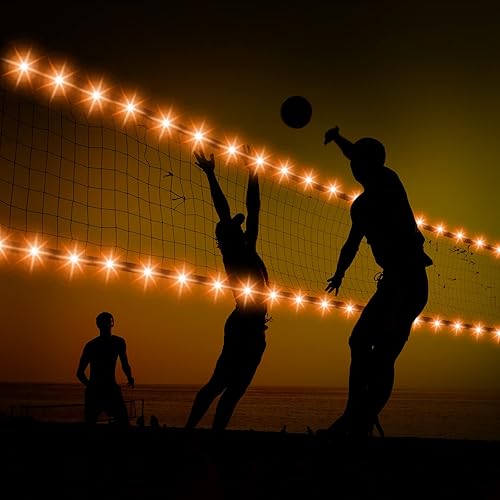 Miniatura 3 de Moukeren Red de luces de bádminton de voleibol de 16 pies con control remoto, 16 colores y 4 modos LED para jugar al aire libre en la noche (red no