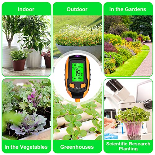 Flintronic 4 in 1 Bodentester, Boden-pH-Meter, für Bodenfeuchtigkeit/pH-Tester/Sonnenlicht/Licht, Feuchtigkeitsmesser, für Pflanzenerde, Garten, Bauernhof, Rasen, Gemüsegarten