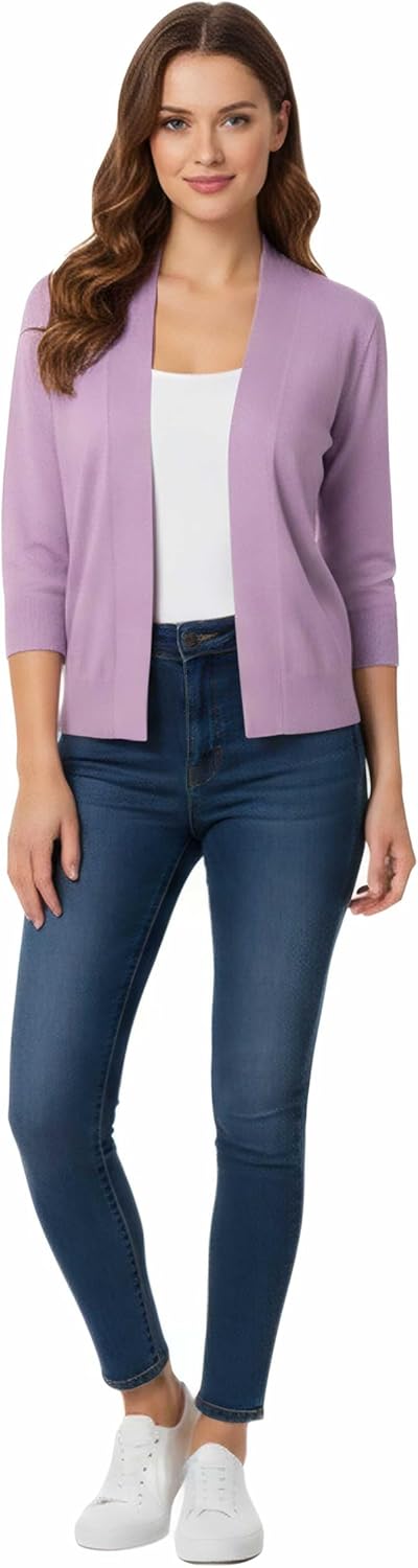 Allsense Women's 3/4 Sleeve Cropped Bolero Shrug Cardigan