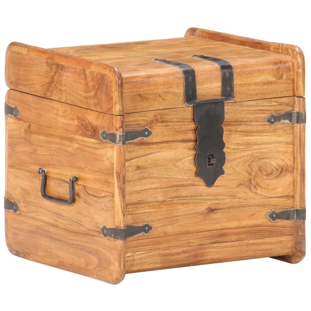 Baúl de madera de acacia 40 x 40 x 40 cm con tapa, se puede cerrar, caja de madera para almacenamiento y almacenamiento, como cómoda, banco o mesita de noche para dormitorio, salón y pasillo