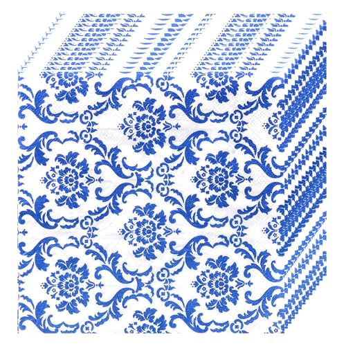 Servilletas de Papel decoradas con diseño azul y blanco Lurrose para bodas elegantes