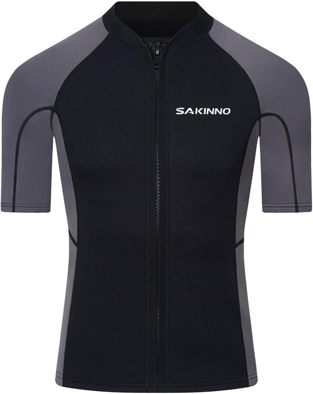 Men 2mm Neoprene Wetsuit Tops Short Sleeve Zipper Stretchy Surfing Diving Shirt for Scuba Snorkeling