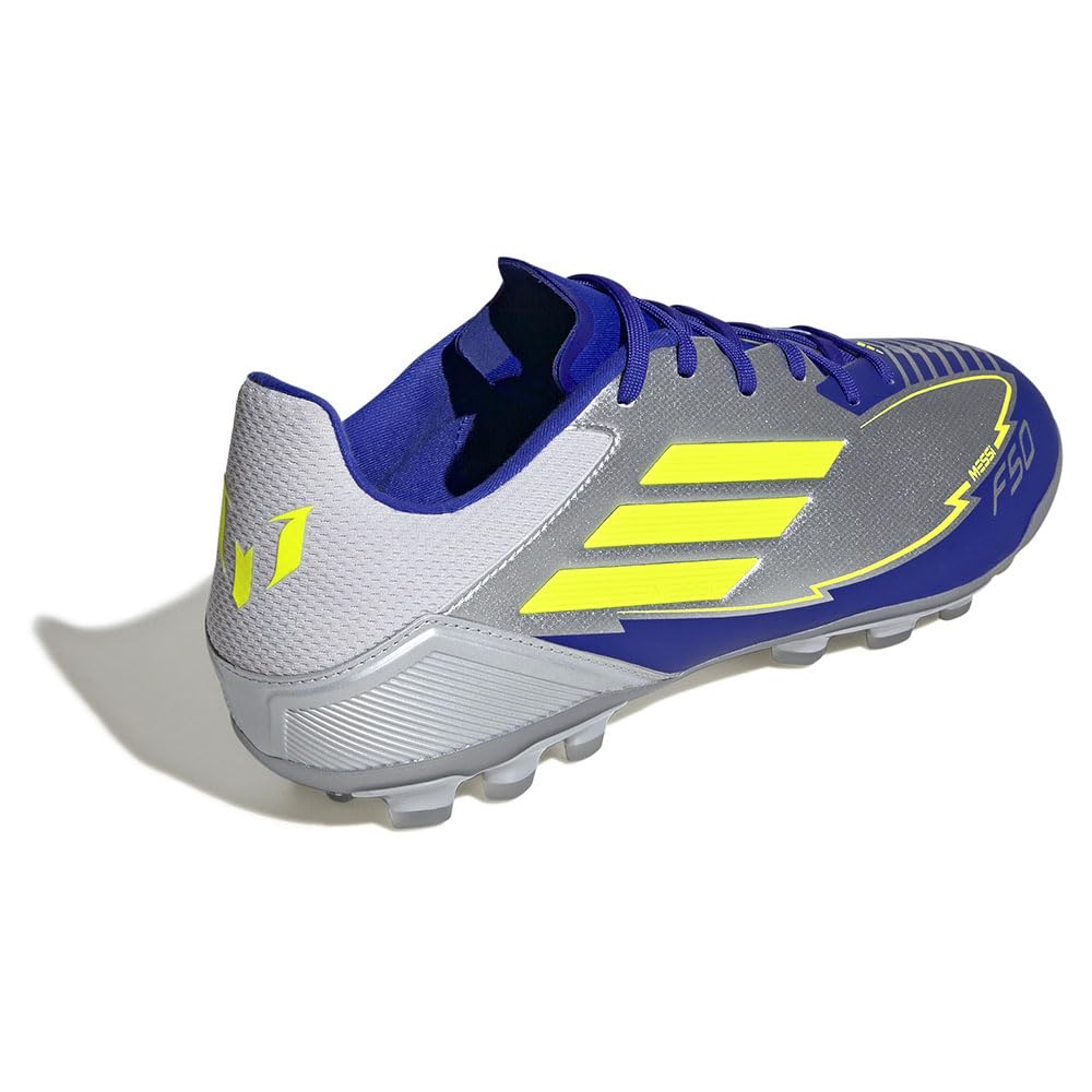 adidas Uniseks F50 LEAGUE Football boots Artificial Ground, silver met./solar yellow/lucid blue, 42 2/3 EU