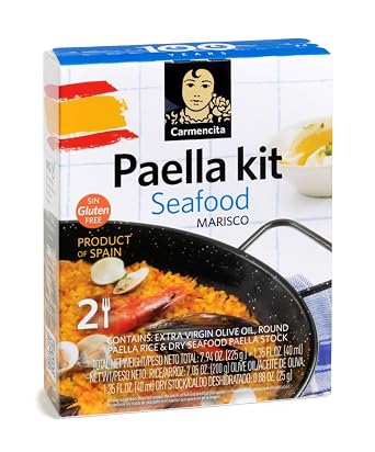 Carmencita. Seafood Paella Kit with Saffron. 255g 8.99oz. 2 servings.