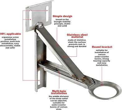 Undercounter Sink Brackets Triangle Bracket 9 to 12.5 Inches Adjustable