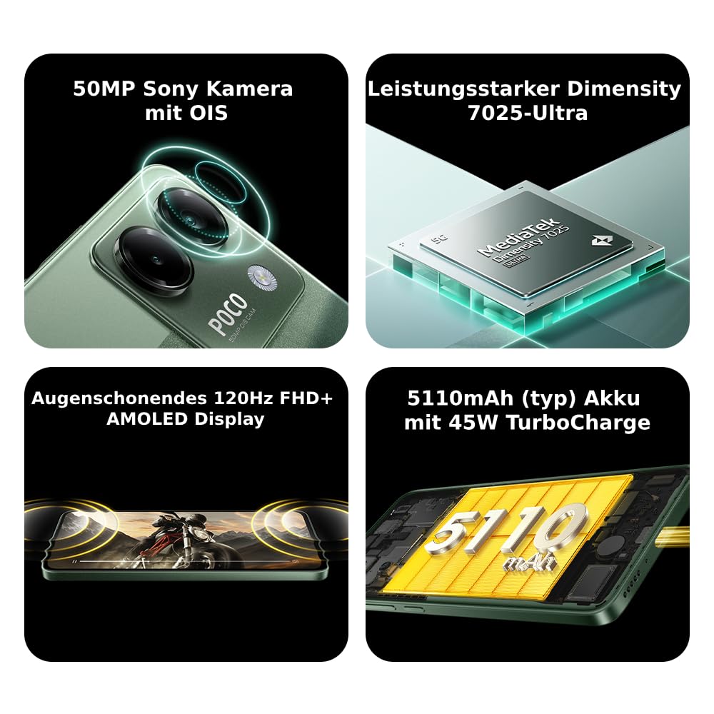 XIAOMI Poco M7 Pro 5G Smartphone, 12+512GB, 5110mAh, 50MP Kamera, Silber