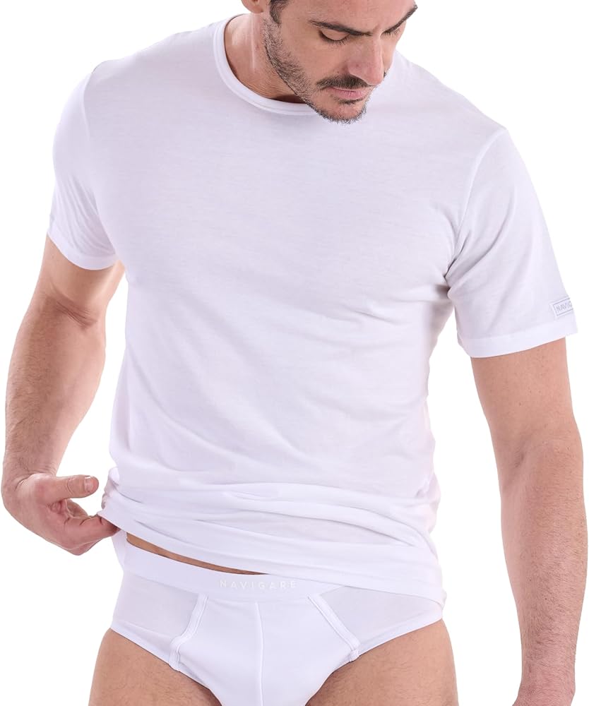 Lot De 3 Slips Homme Navigare 574 - Coton Bielastique - Blanc, Gris, Bleu Marine - Neufs