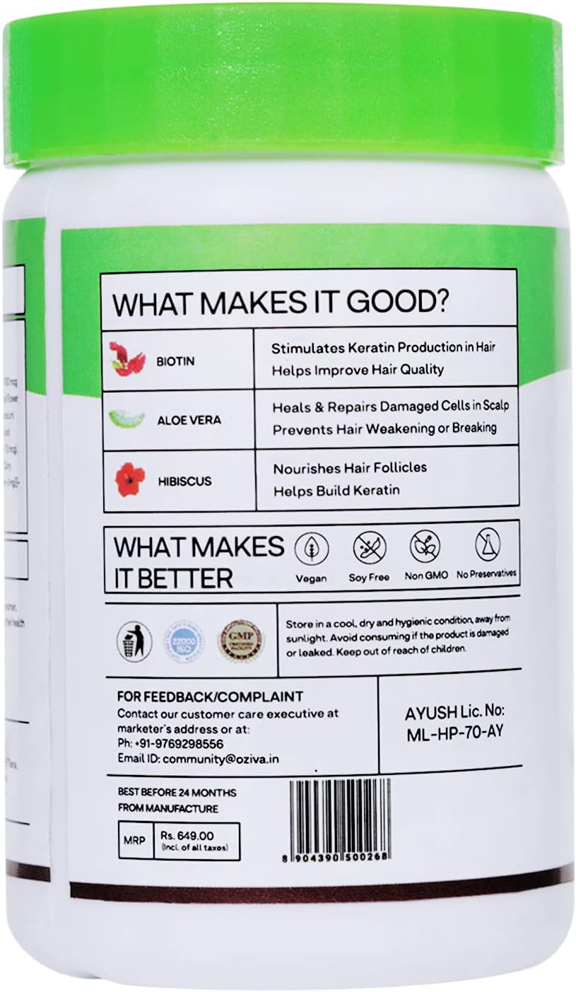 OZiva Hair Vitamins (Hair Vitamins + Biotin Xtra Keratin Builder)