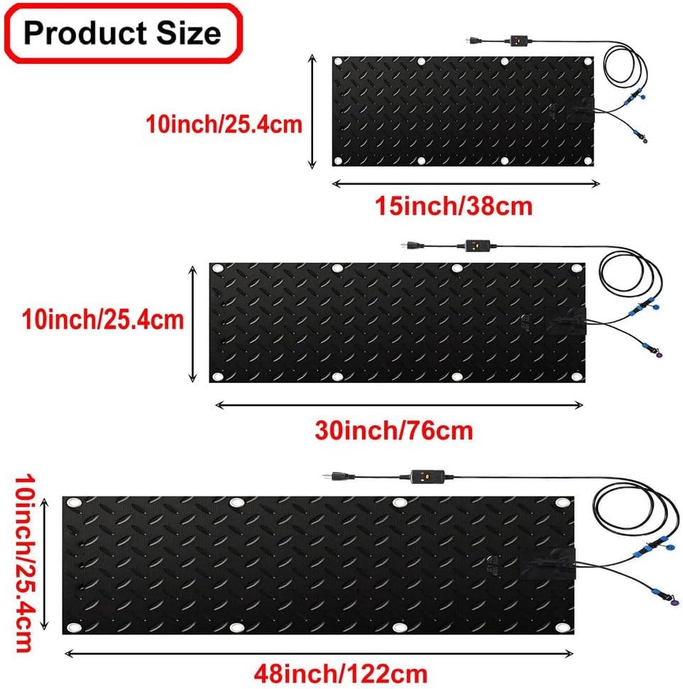 Heated Snow Ice Melting Mats Outdoor Winter Heated Rubber Mat Slip Proof for Stairs Steps Driveway Walkway Decks Sidewalks Connection with Power Cord,2,20 * 30 in