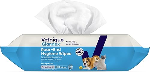 Vista 12 de Vetnique Glandex - Toallitas higiénicas para perros y gatos con vitamina E, acondicionadores para la piel y aloe (75 unidades)