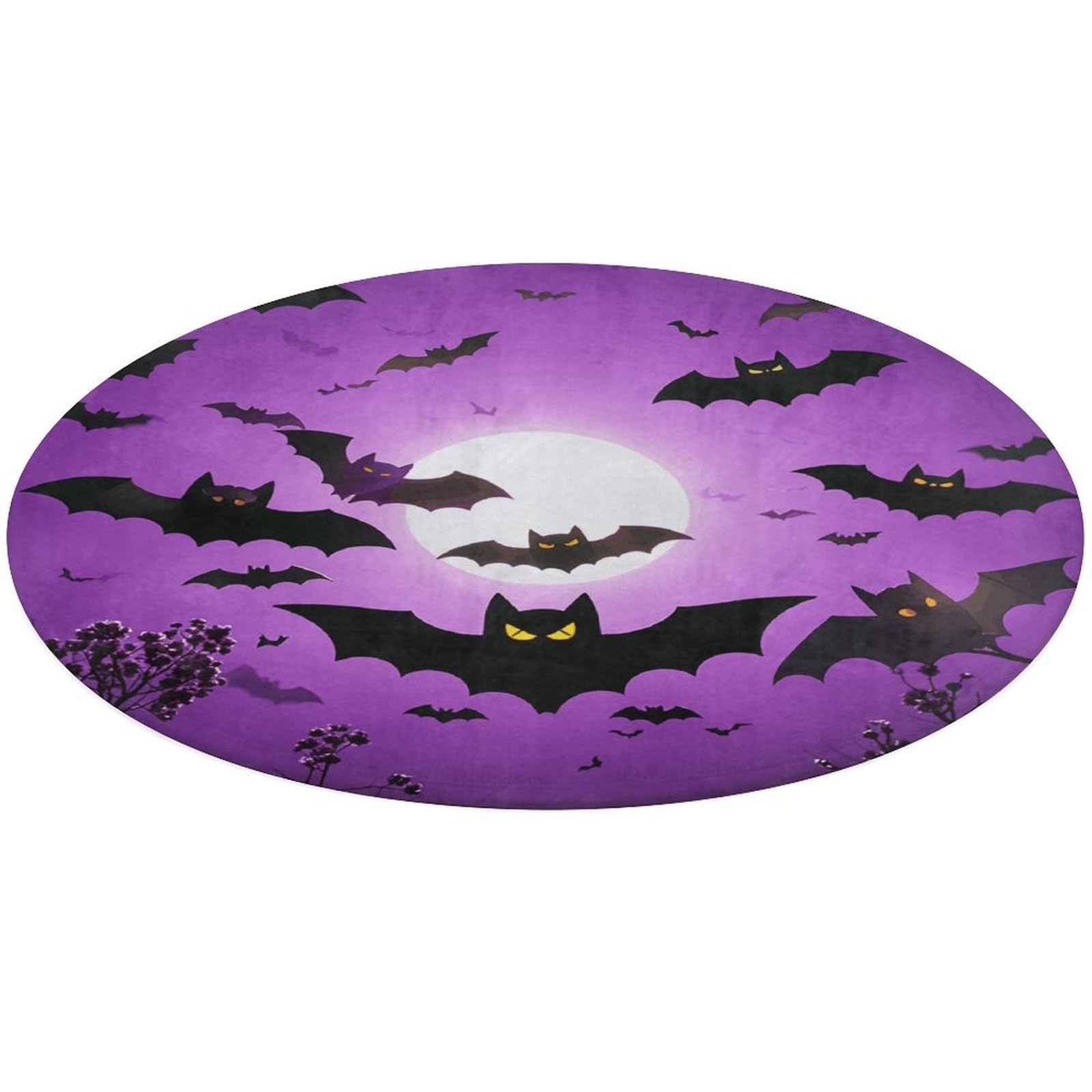 Alfombra de terciopelo coral redonda de 2 pies para decoración de Halloween