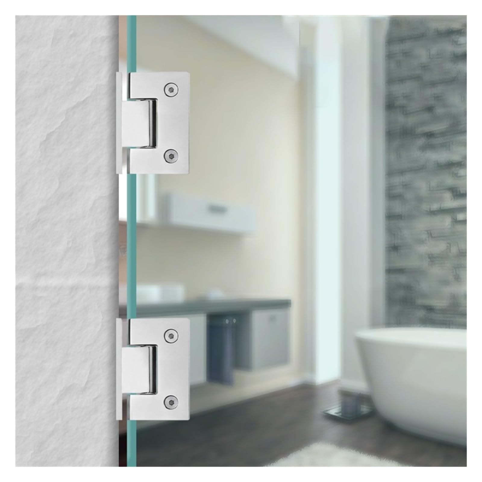 Bisagras para mamparas de ducha, Bisagra de puerta cepillo níquel vidrio sin marco 90 grados abrazadera baño(Silver Ss 90sb)