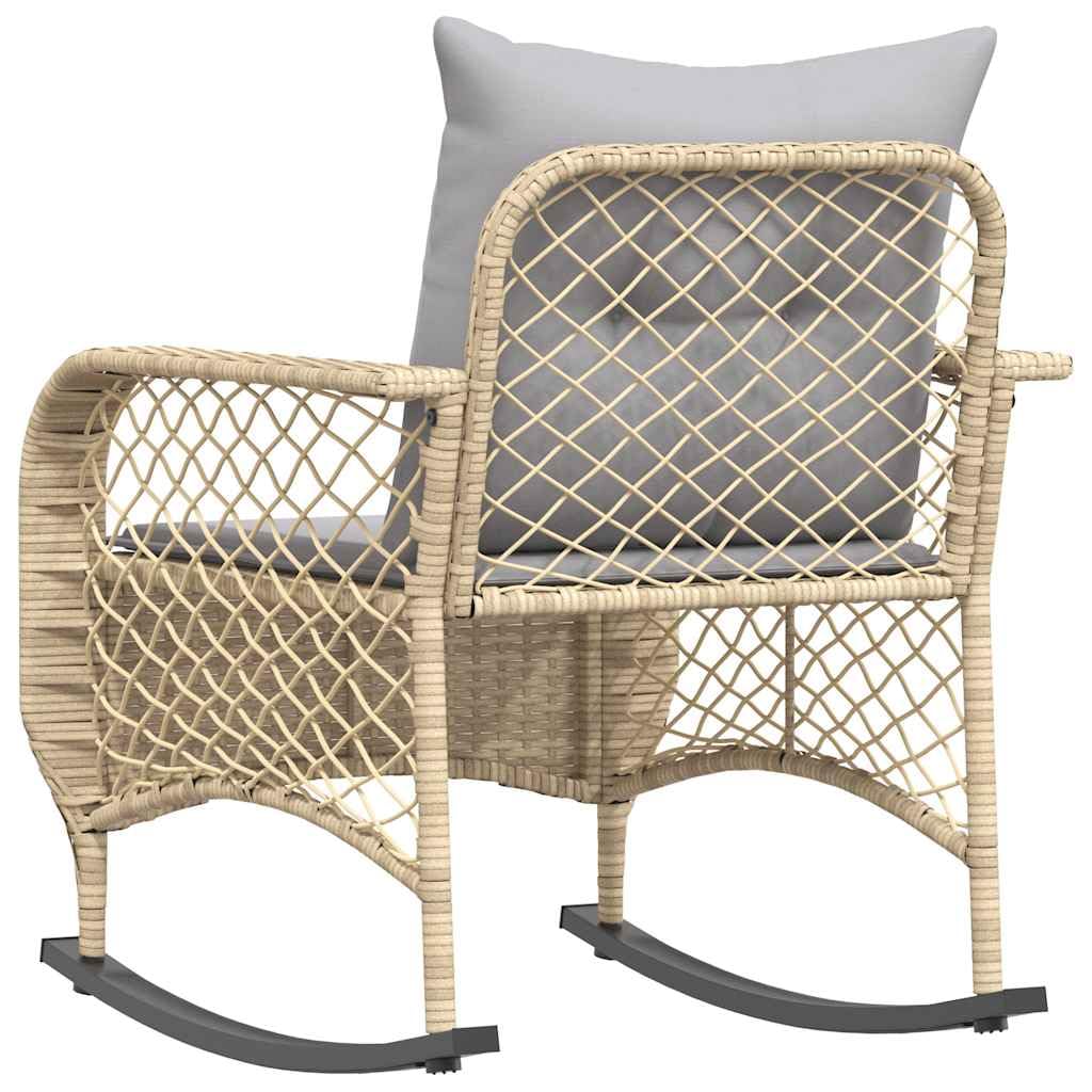 Genérico Silla Mecedora de jardín con Cojines ratán sintético Beige,Mobiliario,Muebles de jardín,Asientos de Exterior,Sillas de jardín,Beige,4104196