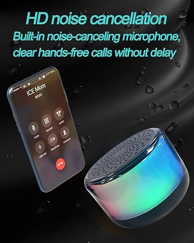 Miniatura 6 de FUAUFAS Altavoz Bluetooth portátil, altavoz inalámbrico LED de luz nocturna, LED multicolor cambio automático, emparejamiento estéreo inalámbrico