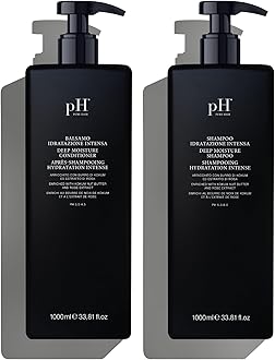 pH PURE HAIR Deep Moisture Shampoo & Conditioner Set - Moisturizing Formula For Dry Damaged Hair - Enriched with Kokum Nut Butter and Rose Extract 33.8 Oz (Pack of 2)