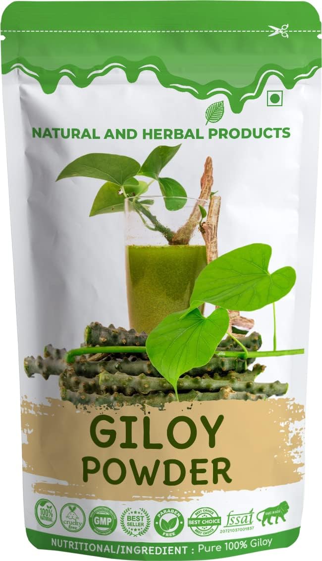 Guduchi Powder | Tinospora Cordifolia | Amrita| Gulvel | Giloy | Amrutha Balli For Weight Loss, Hair Care, Eating(Drink), Fever, Diabetes and Immunity Booster - 100Gram