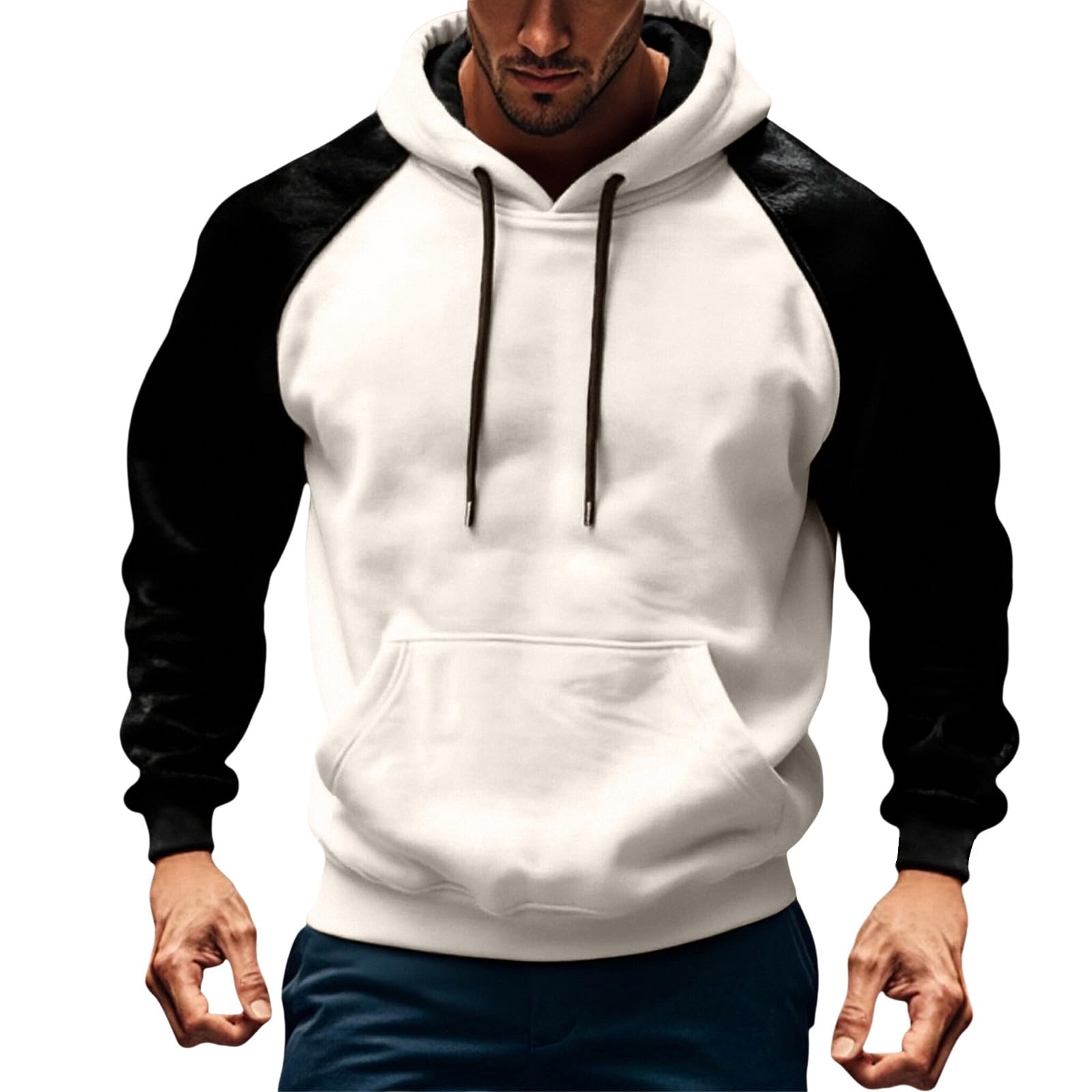 Sudaderas De Hombre Sudadera con Capucha Ante para Hombre, Tejido Grueso, Ideal Otoño E Invierno, Estilo Casual Y Deportivo, Bolsillo. Naranja (White, M) Ropa Verano Oversize Camisa Sin