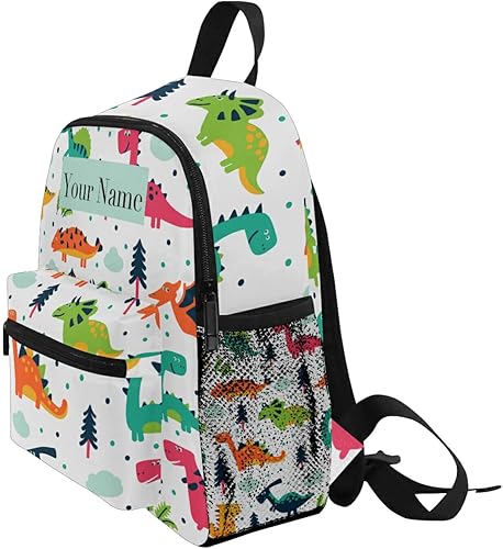 Miniatura 3 de AUUXVA Mochila infantil personalizada para niñas y niños, mochilas casuales para niños, personalizadas con nombre del niño, dino estilo escandinavo,
