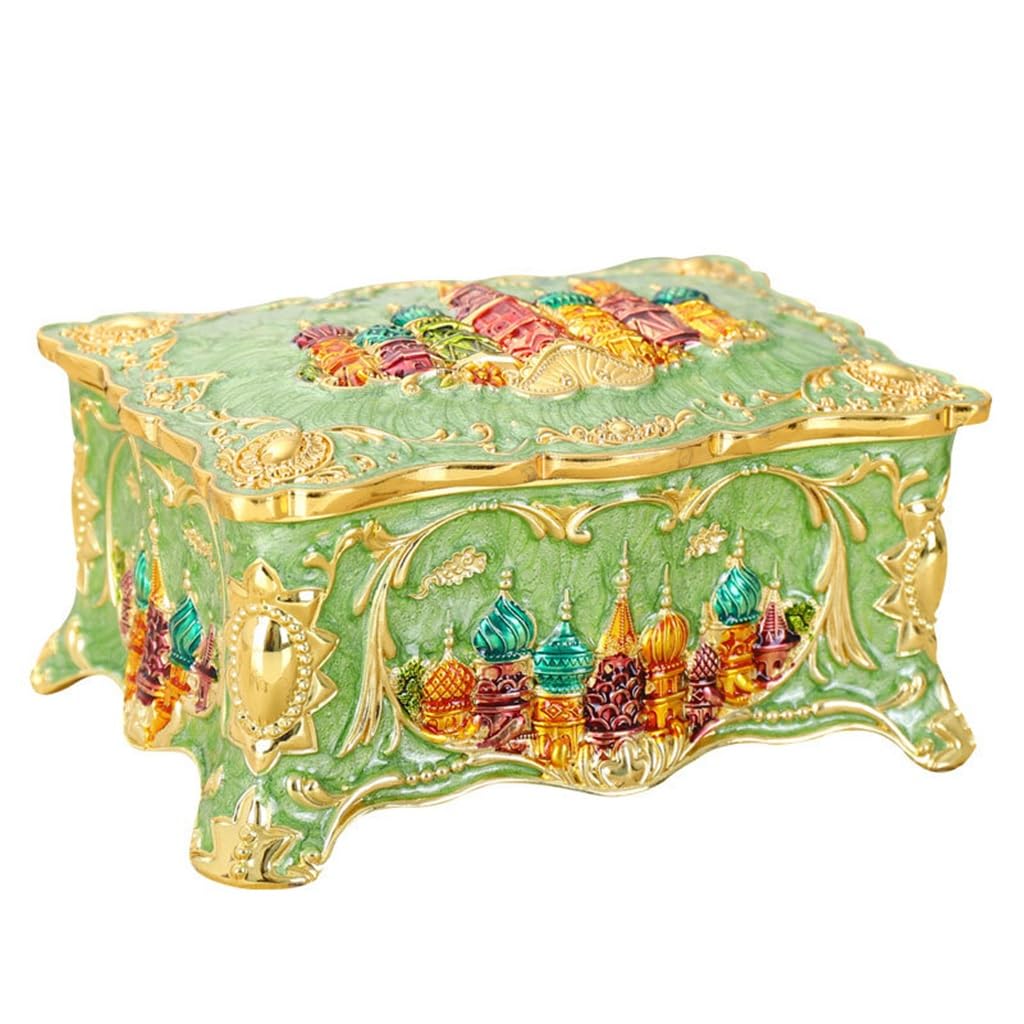 SBZIOJHDR Vintage jewelry box, Metal Zinc Alloy Jewelry Box Vintage Storage Creative Wedding Clamshell