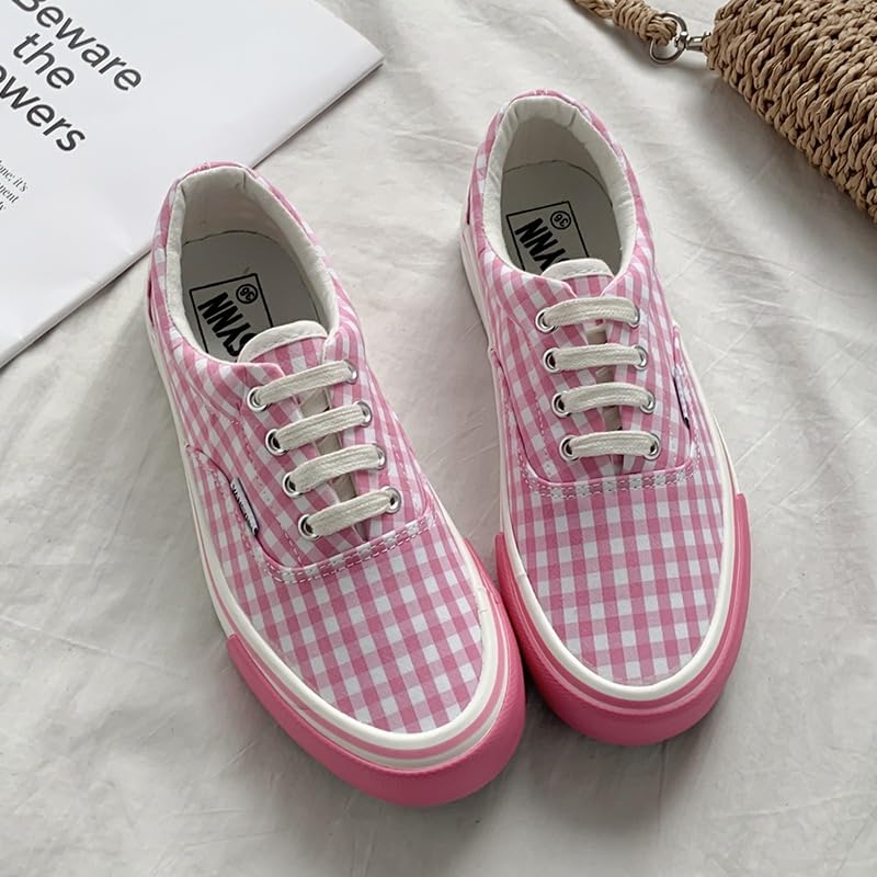 Women's Fashion Plaid Canvas Sneakers | Low Top Comfortable Casual Shoes | Breathable Rubber Sole & Classic Plaid Design for Everyday Wear3