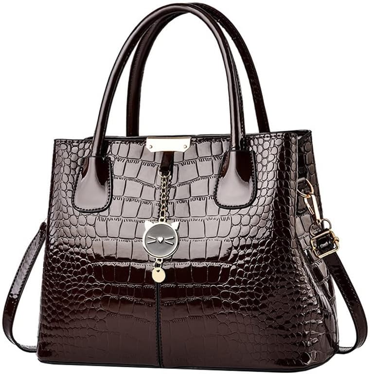 SDINAZ Women Handbags Crocodile Skin Patent Leather High capacity Tote Bag for Work School Shopping Business