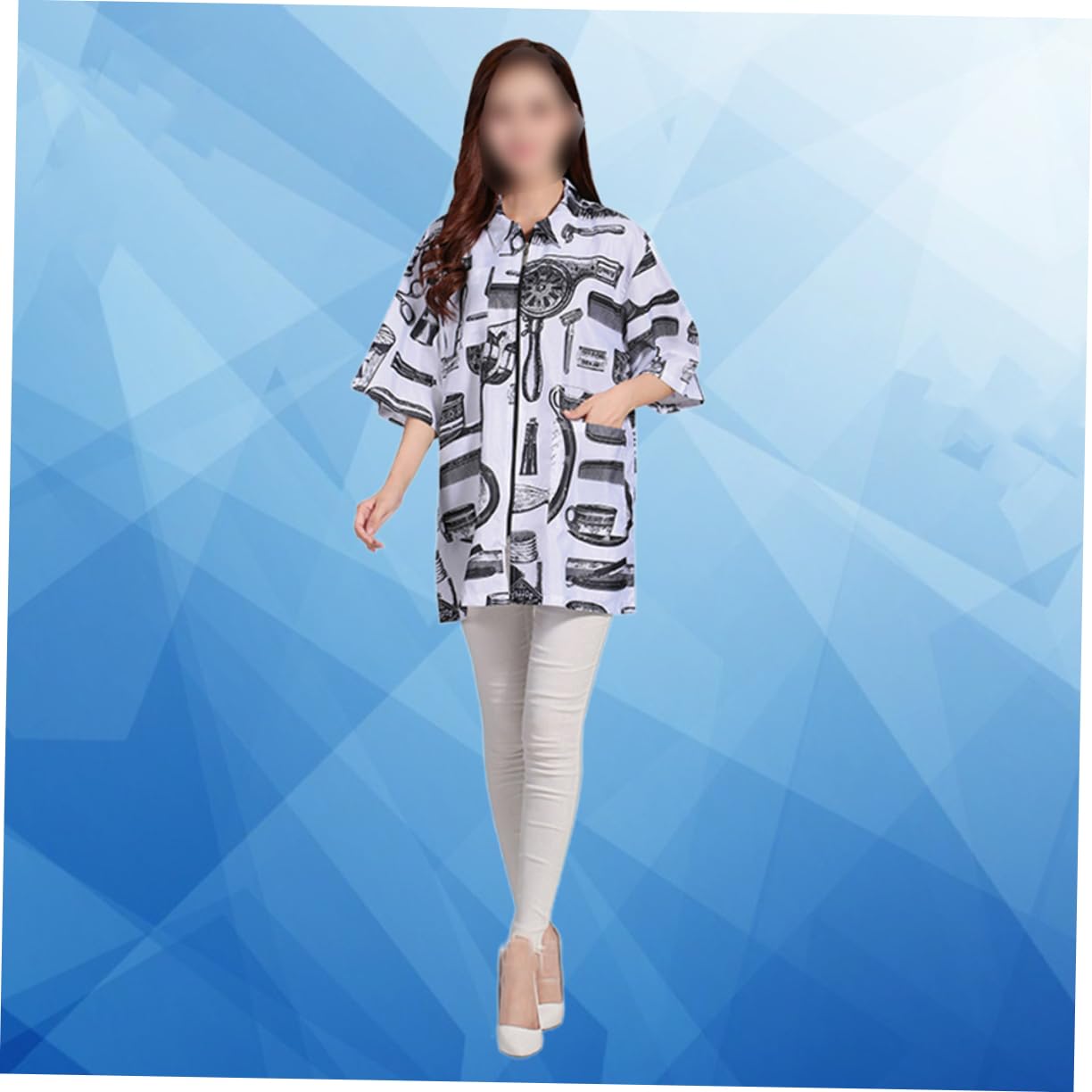 Ropa de Barbero Uniformes de Peluquería Talla Xl Chaquetas de Peluquería Manga Corta Ropa de Trabajo para Uso Salón de Estética y Cuidado Personal