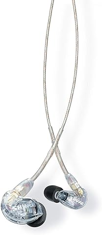 Shure SE215-CL Professional Over the Ear Earphones, Sound Isolating with Single Dynamic MicroDriver, Clear Sound + Deep Bass, 3.5mm Cable - Clear ,SE215-CL-EFS