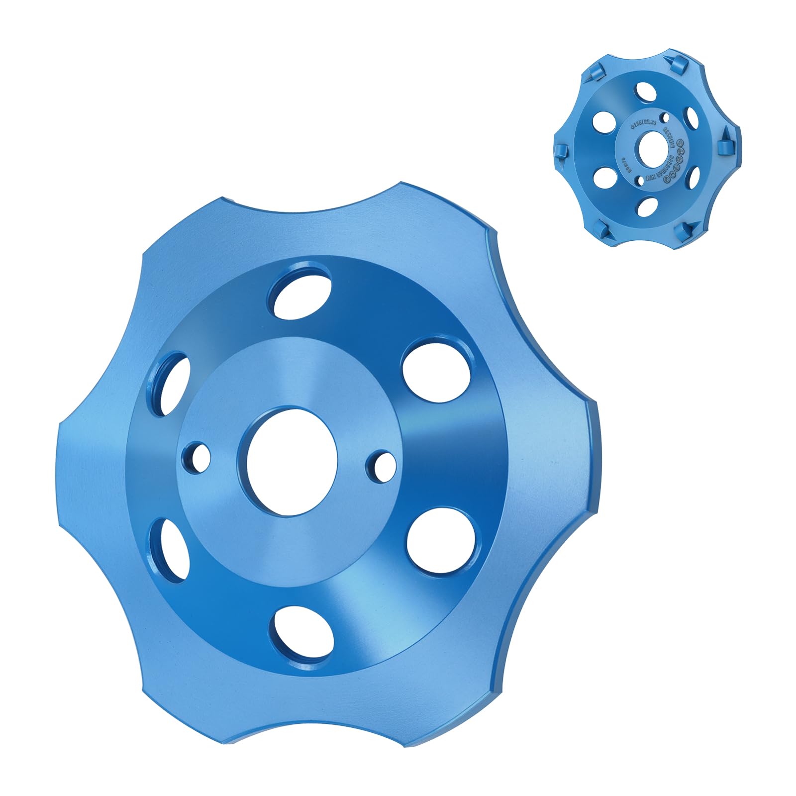 PKD PCD Diamond Schleiftopf 125 mm x 22,23 mm, Hochleistungs-Schleiftopf für Winkelschleifer, Schleifscheibe Schleifteller für Beton, Leich & robuste Beschichtungen (6 segmentos)