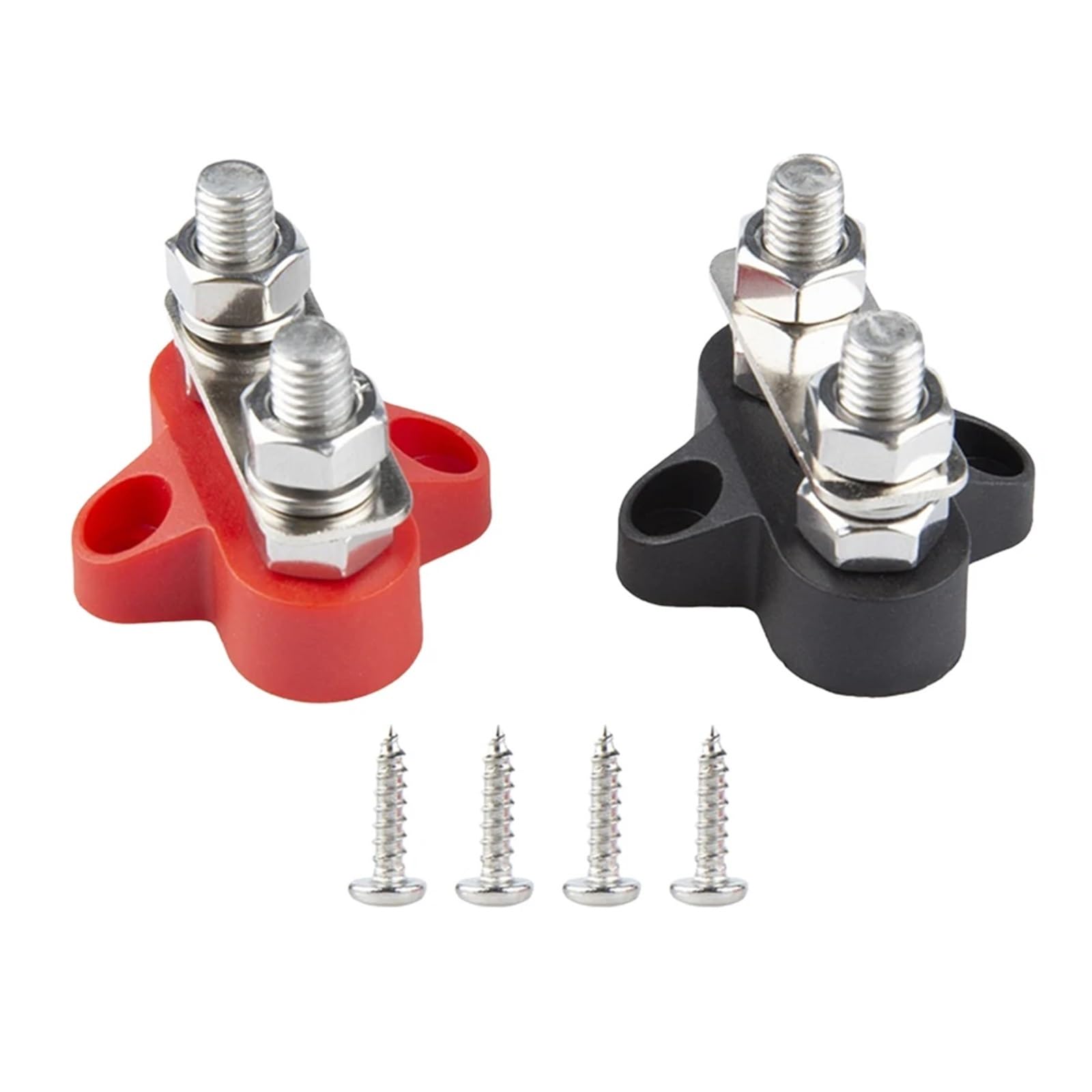 2-teiliges Klemmenblock-Bolzen-Kreuzungspfosten-Set, Einzel-/Doppelbolzen, 48 V, isolierter Verbindungspfosten M8 for Auto, Marine, Auto, Anhänger, Wohnmobil, Boot Sammelschiene Verteilerblock(Double