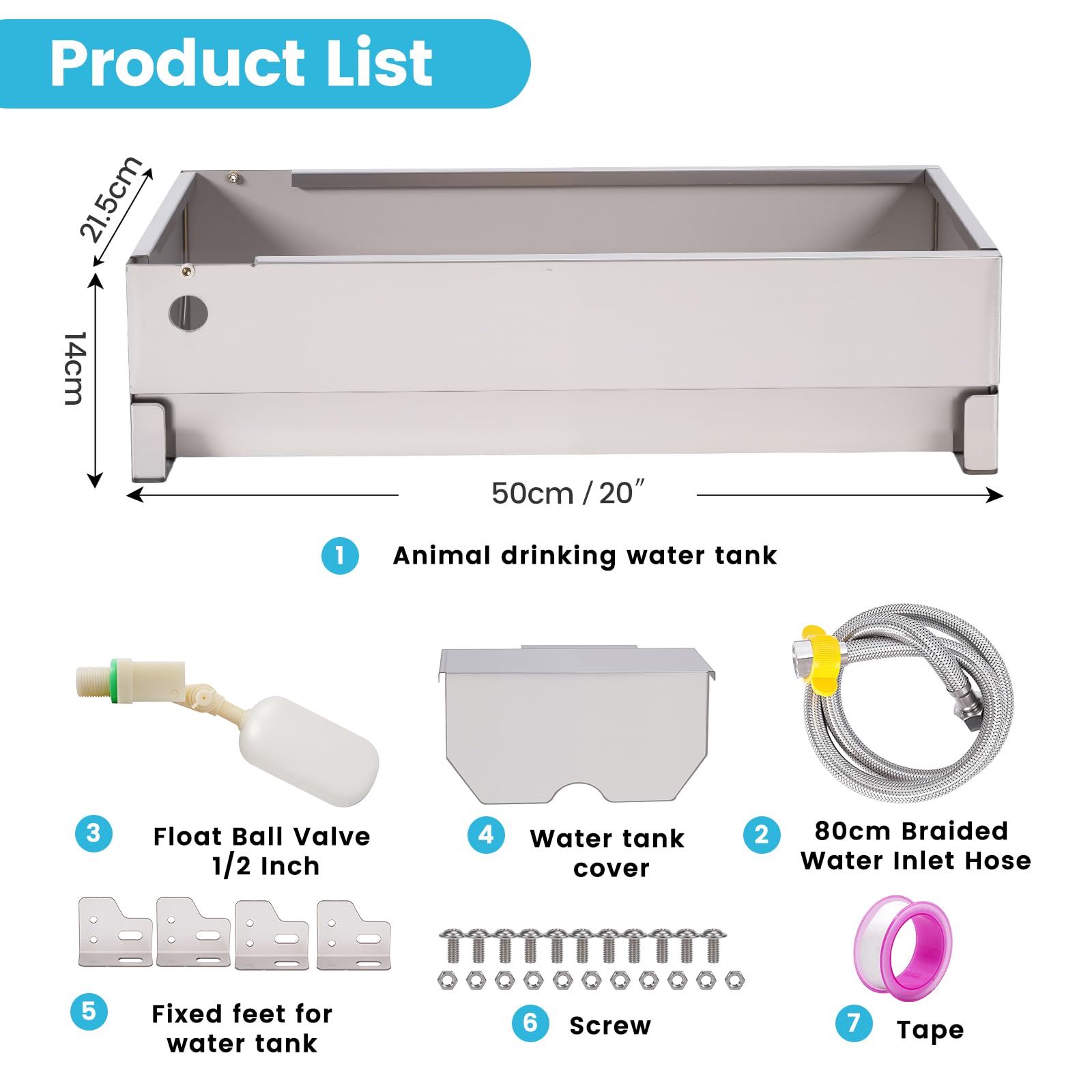 Bebedero automático para perros de acero inoxidable para ganado, manguera de agua, válvula de flotador de llenado automático, kit de bebedero para animales